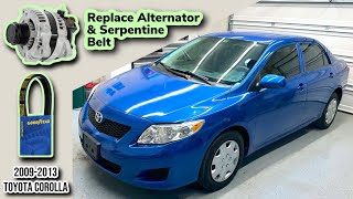 How To Replace Toyota Corolla Alternator amp Serpentine Belt 20092013 [upl. by Risay]