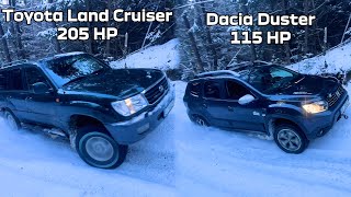 Toyota Land Cruiser 42 VS Dacia Duster 4x4 Snow Offroad [upl. by Anida]