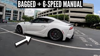 BAGGED  MANUAL IS PERFECT FOR THE SUPRA  2023 Toyota Supra Build abcgarage [upl. by Adnohsat]