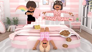 CRAZY Family SLEEPOVER  Roblox Bloxburg Family Roleplay wvoices [upl. by Lierbag735]