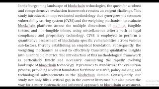 Methodological Advancements in Standardizing Blockchain Assessment [upl. by Ramona73]