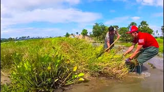 Activity With Work Remove Plants Clogged On Dam After Heavy Rainunclog remove clogged drain [upl. by Burl545]