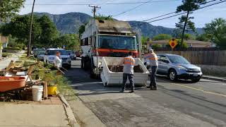 Burrtec Waste AutocarFF Gomez FEL Garbage Truck on a Large Bulky Item Pile [upl. by Nallac257]