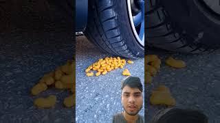 Crushing of soft and crunchy things by car tyre satisfying crushingcrunchyandsoftthings [upl. by Ohce]