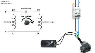 Tek fazlı  Monofaze Asenkron Motorun Tek Kondansatör ile Devir Yönünün Değiştirilmesi [upl. by Pesvoh66]