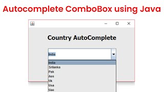 Autocomplete ComboBox using Java [upl. by Ynatil]