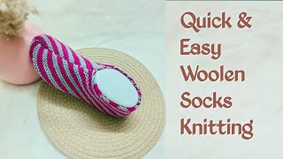 Quick amp Easy woolen socks knitting tutorial knittedsocks knitting [upl. by Aihsemot]