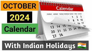 October 2024 Calendar  Oct 2024 Calendar  Indian Calendar With Holidays List  Diwali 2024 [upl. by Hewes573]