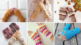 Latest Stylish Crochet fingerless Gloves 🧤 design [upl. by Mesics]