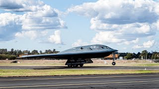 Footage  In Australia Two B2 Stealth Bombers Take Off [upl. by Gilges]