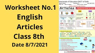 Worksheet 1 English class 8 872021  English class 8  English worksheet 1 [upl. by Bohrer]