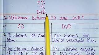 difference between CD and DVD in hindiCD vs DVDCDDVDsecondary memorycompact discDVD vs CD [upl. by Cardew]