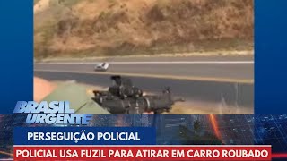 PERSEGUIÇÃO POLICIAL em helicóptero policial usa fuzil para atirar em carro roubado [upl. by Nathaniel719]