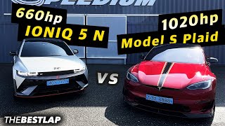 최강 전기차 배틀 660마력 IONIQ 5 N vs Tesla Model S Plaid 1020hp 더베스트랩 구독자 배틀썬더볼트편 [upl. by Anailuy]