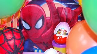 Spiderman Italiano Uova Pongo Play doh Kinder sorpresa Palloncini con sorpresa [upl. by Aicenek986]