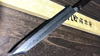 Yoshihiro Aogami No1 Damascus Suminagashi KiritsukeYanagibaSashimi Knife with Ebony Handle [upl. by Sirap793]