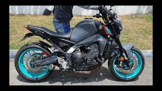 Yamaha MT09 2023 with SC Project CRT 61mm real carbon and cat delete elbow sound check [upl. by Otrevlig501]