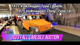 2023 Fall Carlisle Auction Video 22 VW Thing and 1971 Type 1 Beetle [upl. by Sutelc]