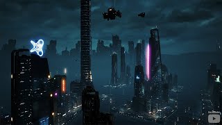 ASMR Cyberpunk Future City Aerial Sound Music Ambience 7 Hours 4K  Sleep Relax Focus Chill Dream [upl. by Otreblasiul10]