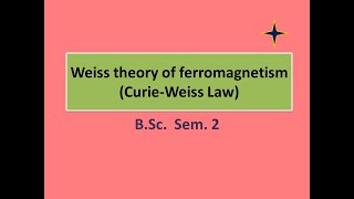 Weiss Theory of FerromagnetismCurie Weiss Law [upl. by Llerrat]