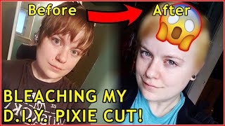 Bleaching my DIY Pixie Cut Quarantine Hair Journey Part 2 [upl. by Emse]