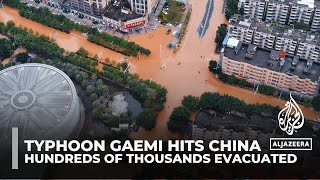 Typhoon Gaemi hits Chinese seaboard as authorities warn of flash floods [upl. by Mchail733]