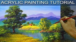 The Big oak Tree Beside The River in Step by Step Easy Acrylic Painting Tutorial by JM Lisondra [upl. by Lasko]