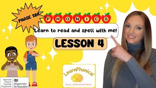 Phase 2 phonics for kids  Lesson 4 3 letter words reading practice for kindergarten [upl. by Imarej898]