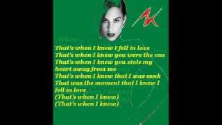 Alicia Keys  Thats When I Knew with lyrics [upl. by Aubarta]