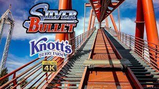 September 2023 Silver Bullet Roller Coaster Front Row On Ride 4K POV Knotts Berry Farm [upl. by Dyob]