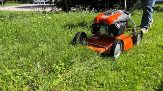 Husqvarna Klippo LB 448Q Cutting THICK Grass [upl. by Lunnete126]