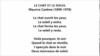 LE CHAT ET LE SOLEIL Maurice Carême [upl. by Anali]