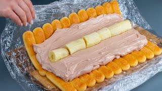 You must try this super roulade without baking Only 2 bananas and sponge fingers [upl. by Eintruok]