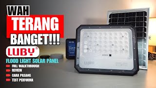 Wah Terang Banget Lampu LED Flood Light with Solar Panel LUBY  Lampu Solar Cell [upl. by Neelrad]