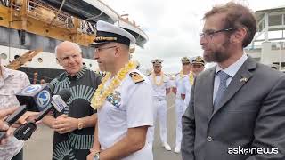 Nave Vespucci arriva alle Hawaii calorosa accoglienza a Honolulu [upl. by Geordie851]