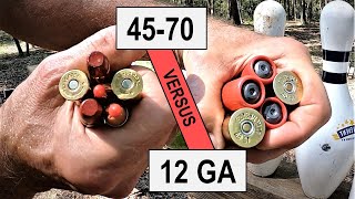 4570 Hard cast bullets vs 12 gauge slug  Shooting Soft Targets At The Range  A Mess [upl. by Leihcim]