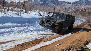 HMMWV  M1123  Humvee  Hummer 4x4 climbing  Ice and Snow Trail in Colorado Diesel off road 2023 [upl. by Antonio755]