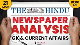 The HINDU for CLAT 2025 21st March  Current Affairs for CLAT  Daily Newspaper Analysis [upl. by Reyna]