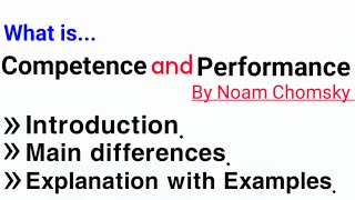 Competence and Performance Linguisticcompetencevsperformance competence performance [upl. by Nalliuq]