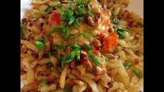 Ich koche heute Krosse Spätzle mit ChiliTomatenSahneSauce Rezept [upl. by Zollie]