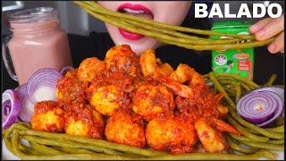 ASMR SPICY FRIED EGG BALADO  PRAWN  MILO  ONION  RICE  TELUR BALADO INDONESIA 咀嚼音 먹방 [upl. by Gargan]