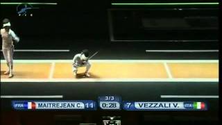 Fencing Catania 2011  Vezzalis dramatic last minute comeback match [upl. by Goines993]