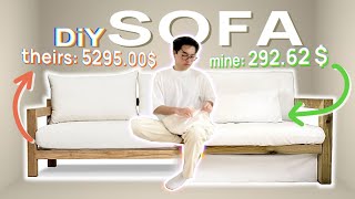 How I made my minimalist SOFA for under 300 dollars ⎼🐝⎼ NO SEWING ☞ DiY aesthetic couch [upl. by Meggie]