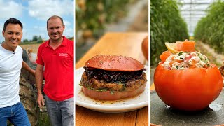 BURGER DE TOMATES DE MARMANDE ET TOMATES FARCIES CRUES [upl. by Fryd949]