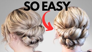 EASY twisted chignon hairstyle  how to do a low chignon bun [upl. by Enerol443]