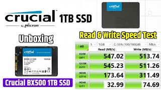 Crucial BX500 1TB SATA SSD Unboxing amp Actual Speed Test  Crucial SSD Read amp Write Speed Test [upl. by Camilla]