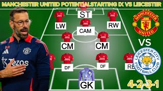 MANCHESTER UNITED POTENTIAL STARTING LINEUP VS LEICESTER EFL CUP  Man United Vs Leicester Efl cup [upl. by Deonne]