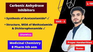 L19। U2। Carbonic anhydrase inhibitors Diuretics। Acetazolamide synthesis। Medicinal chemistry। [upl. by Eisiam]