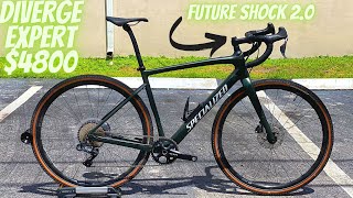 SPECIALIZED DIVERGE EXPERT CARBON 2021 FUTURE SHOCK 20 EXPLAINED GRAVEL BIKE KING OAK GREEN [upl. by Nyllij]