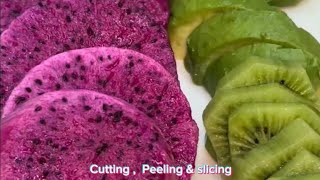 🟢 ASMR dragon fruit avocado 🥑 amp kiwi 🥝 cutting slicing peeling [upl. by Llertnahs]